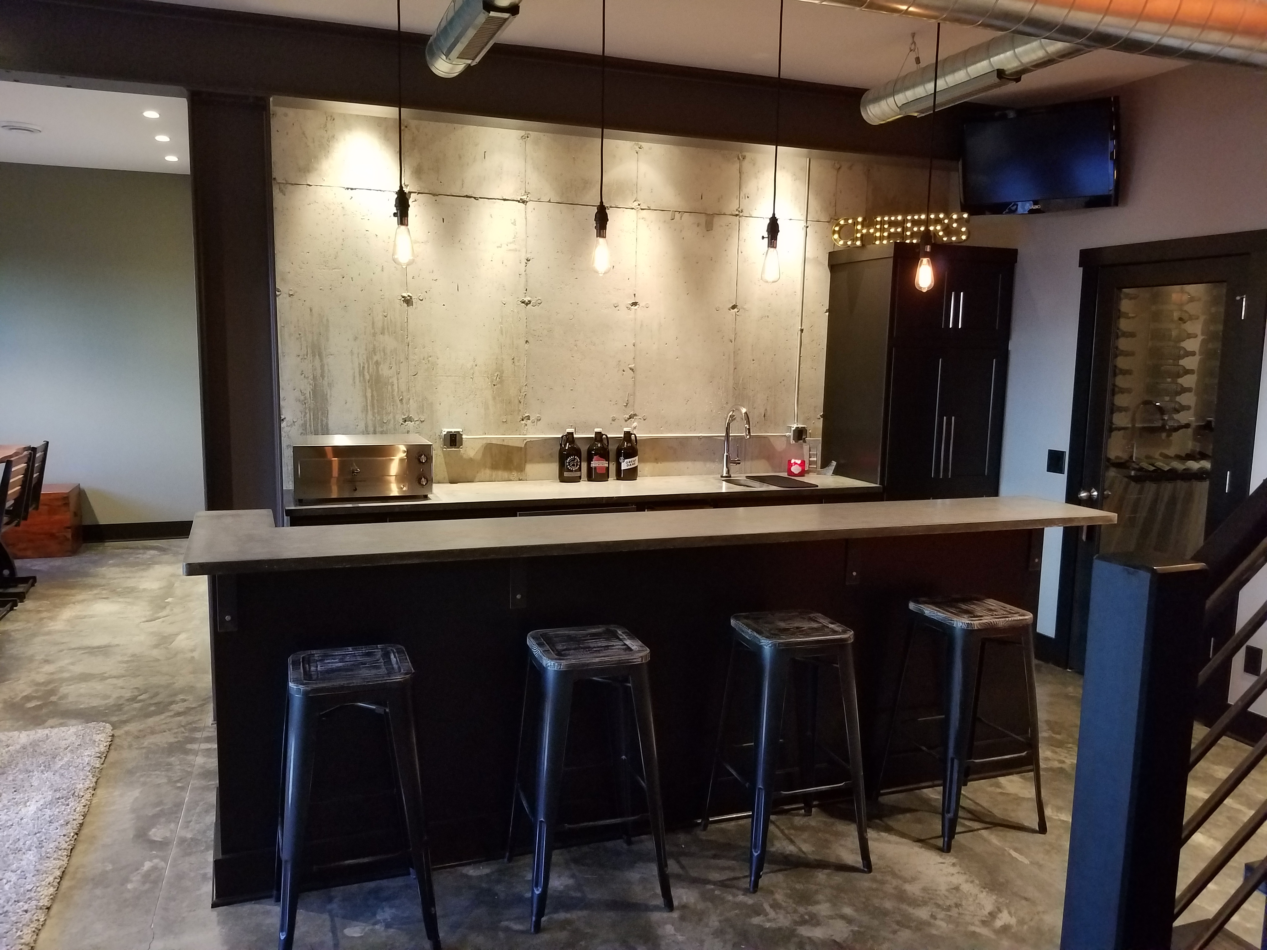 Freshly painted home bar