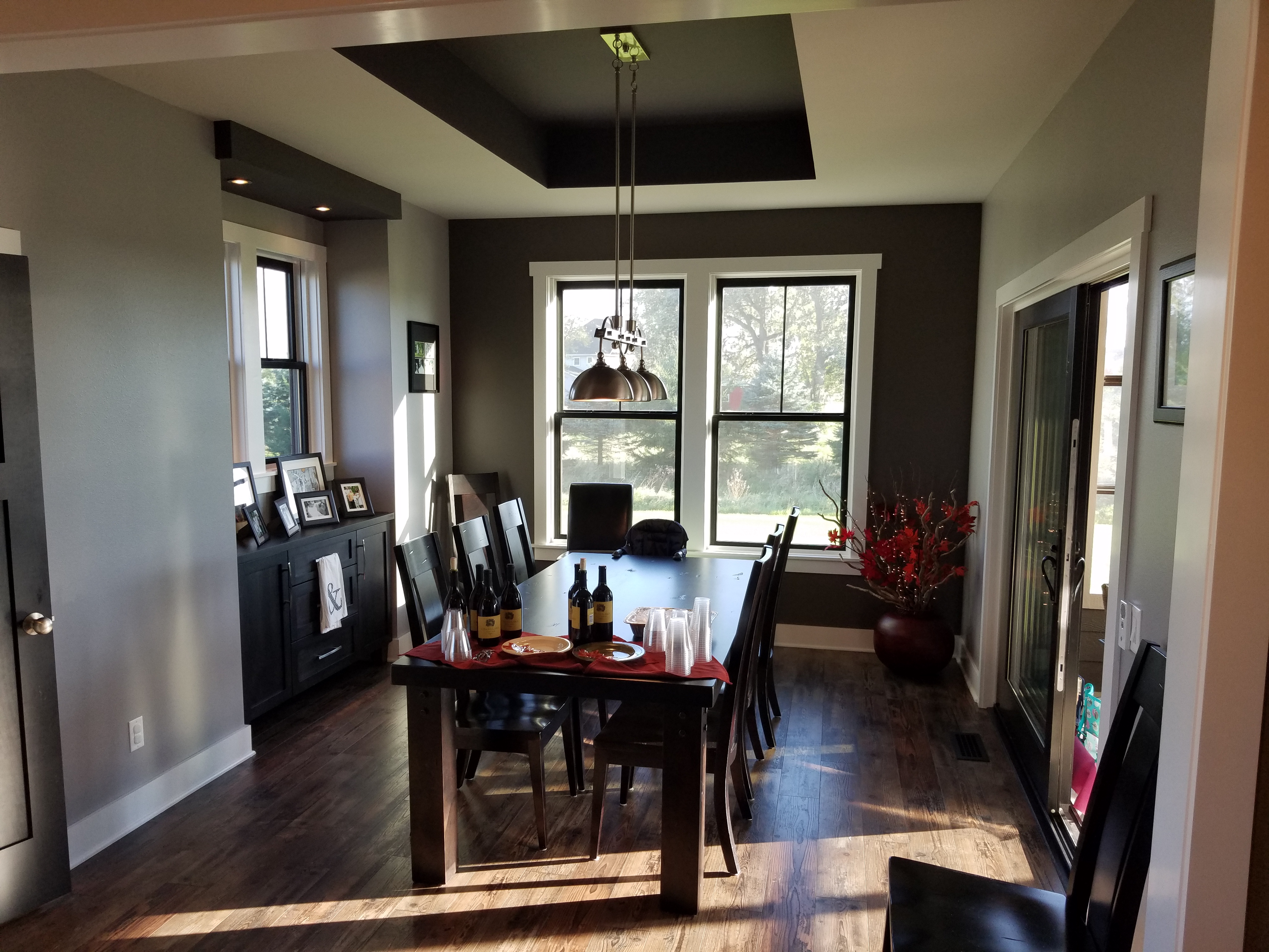 Freshly painted dining room walls