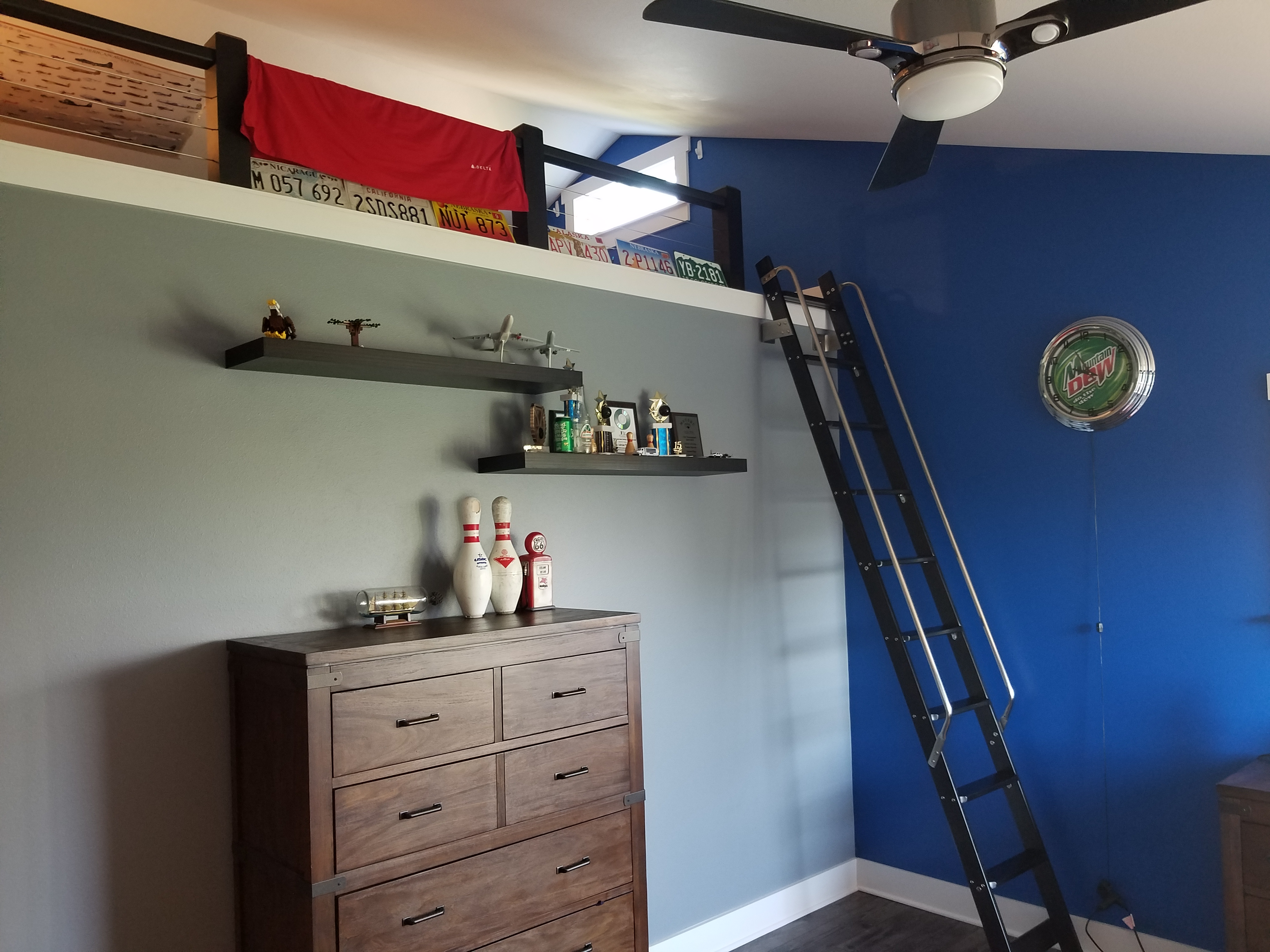 Bright blue bedroom walls
