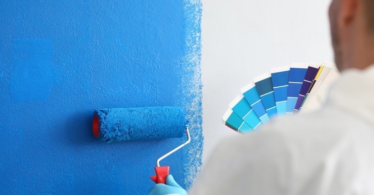 Bold navy feature wall